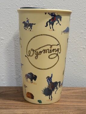 Starbucks 12 Fl Oz Wyoming Ceramic Double Wall Collectible Coffee Travel Tumbler